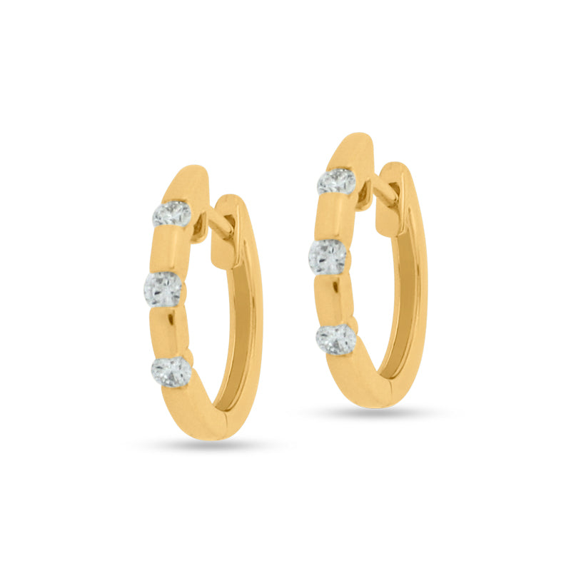 PRIVE'18K YELLOW GOLD 0.26CT DIAMOND HOOP EARRINGS