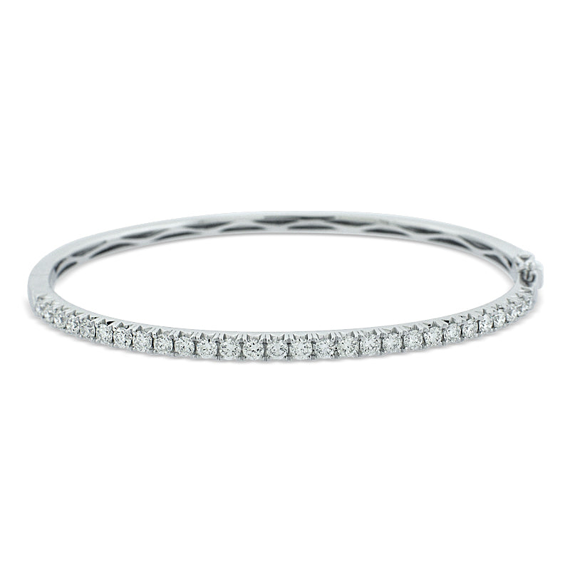 PRIVE'18K WHITE GOLD 1.56CT DIAMOND HINGED BANGLE