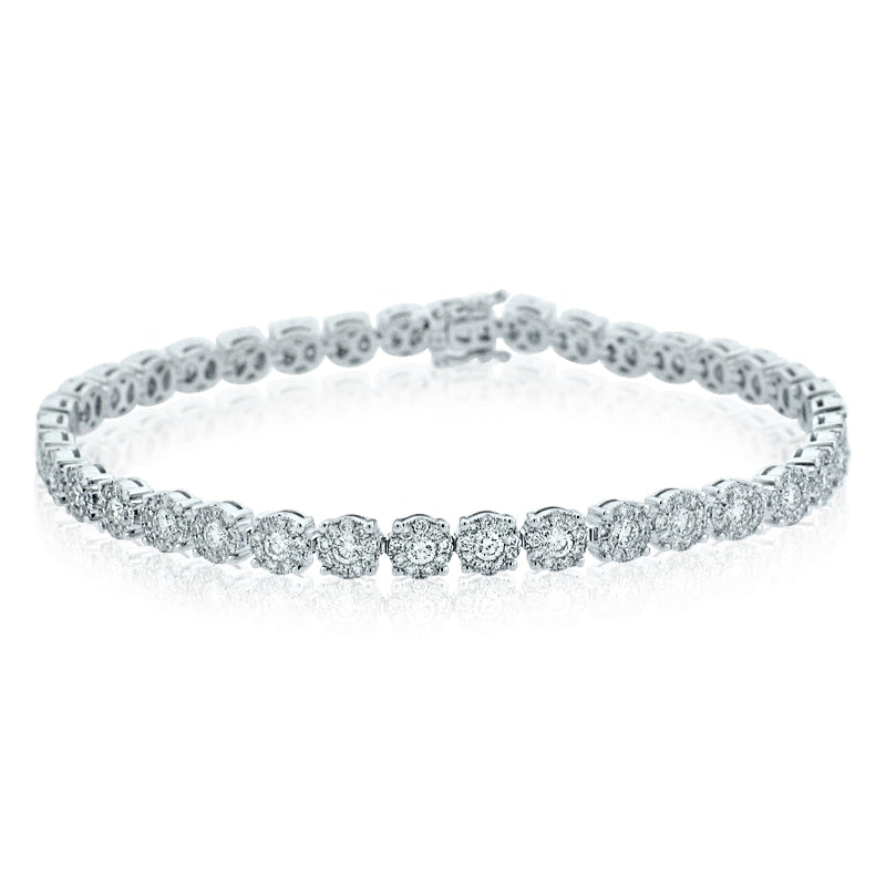 MULLOYS PRIVE'18K WHITE GOLD DIAMOND ILLUSION TENNIS BRACLET  3.58CT VS-SI-G DIAMONDS B01185