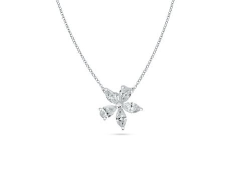 MULLOYS PRIVE18K WHITE GOLD .45CT VS-SI CLARITY G COLOR DIAMOND FLOWER  NECKLACE