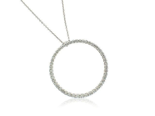 ROBERTO COIN 18K WHITE GOLD 0.54CT DIAMOND CIRLCE PENDANT FROM THE CIRCLE OF LIFE COLLECTION