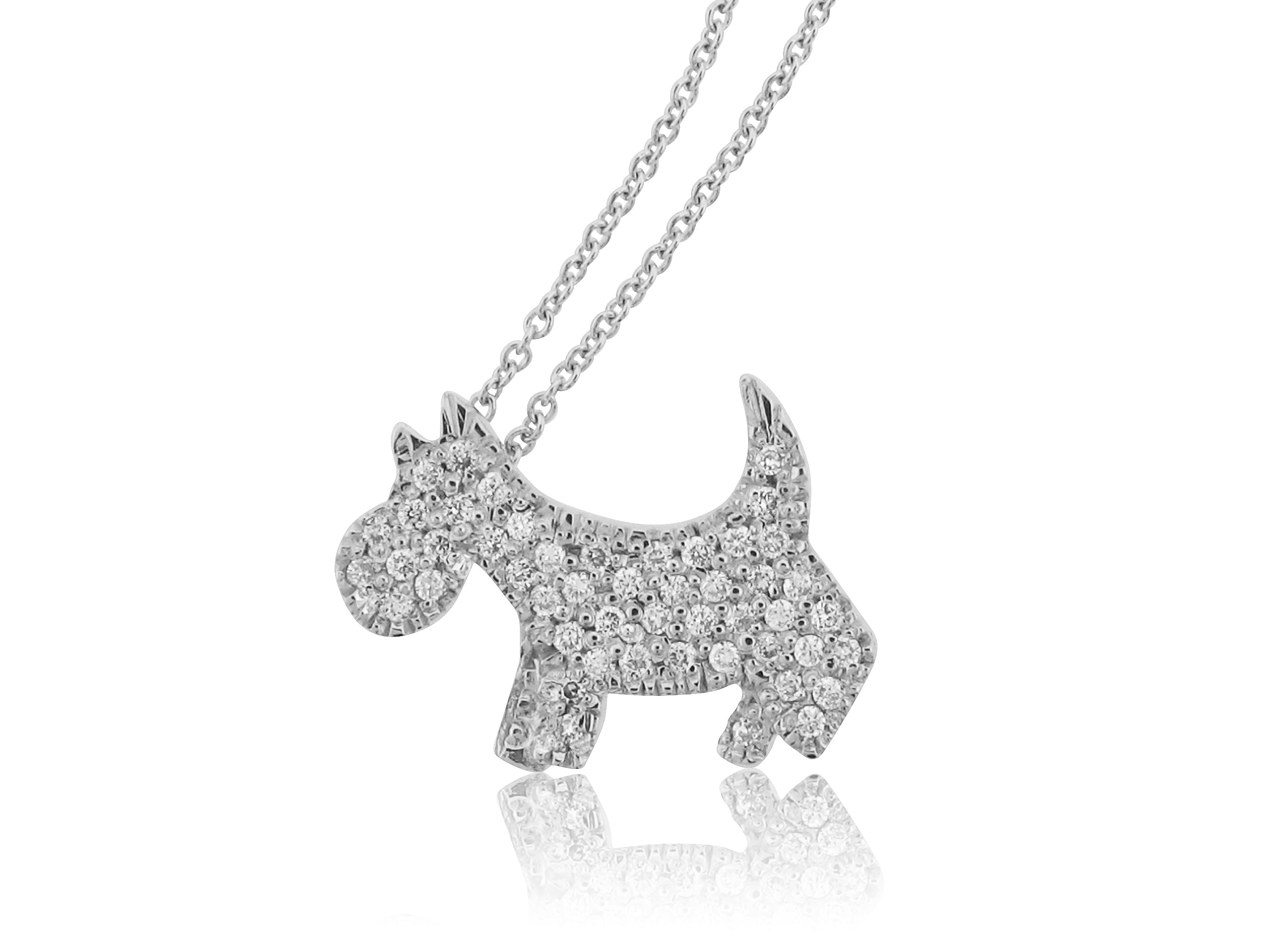 ROBERTO COIN 18K WHITE GOLD 0.21CT DIAMOND SCOTTY DOG PENDANT FROM THE TINY TREASURES COLLECTION