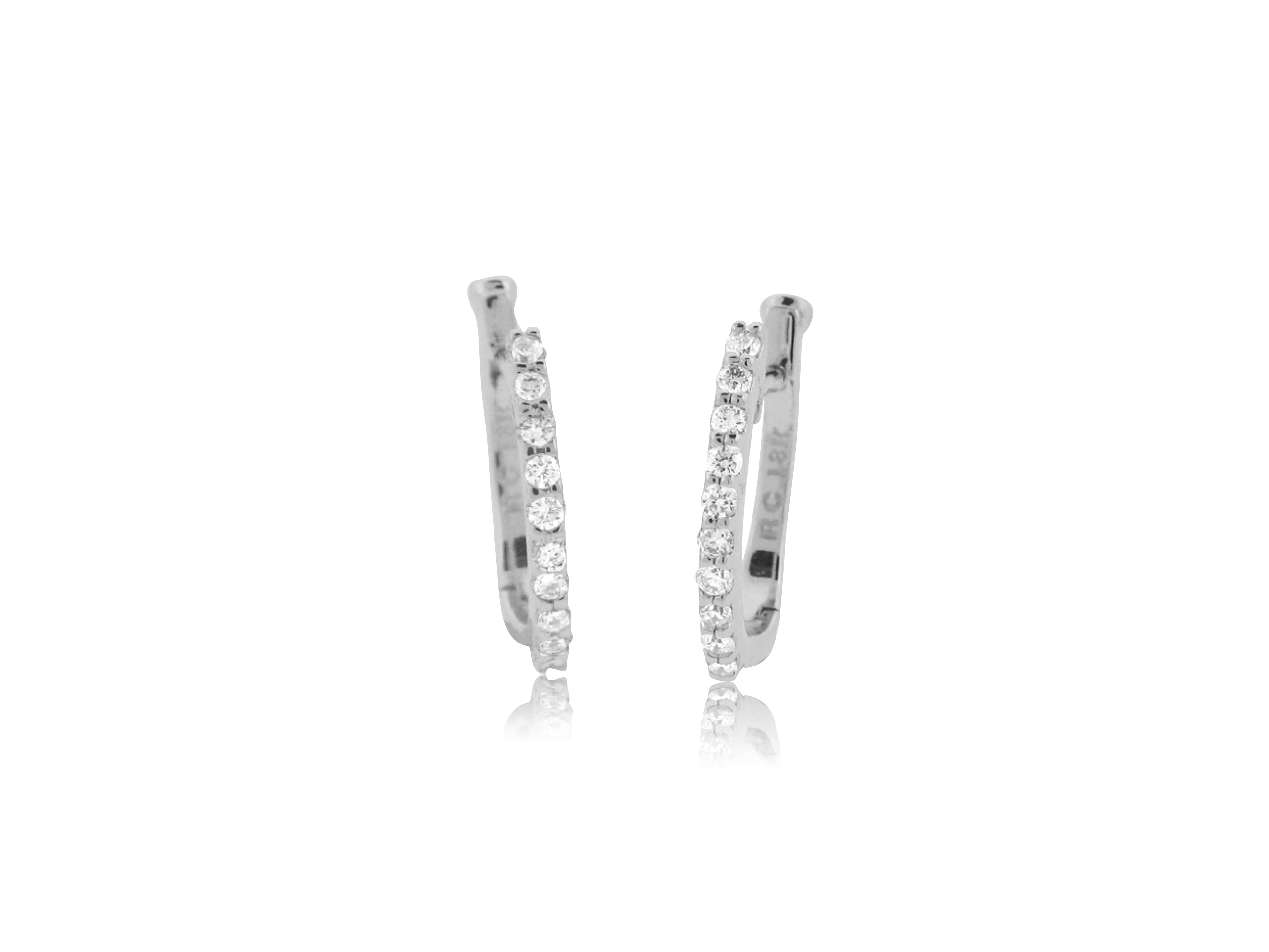 18K WHITE GOLD PAVE DIAMOND HUGGY EARRINGS