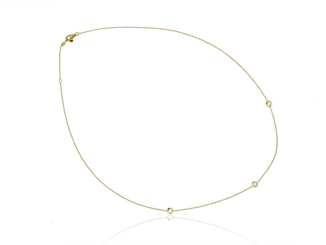 18K YELLOW GOLD DIAMOND 3 STATION NECKLACE