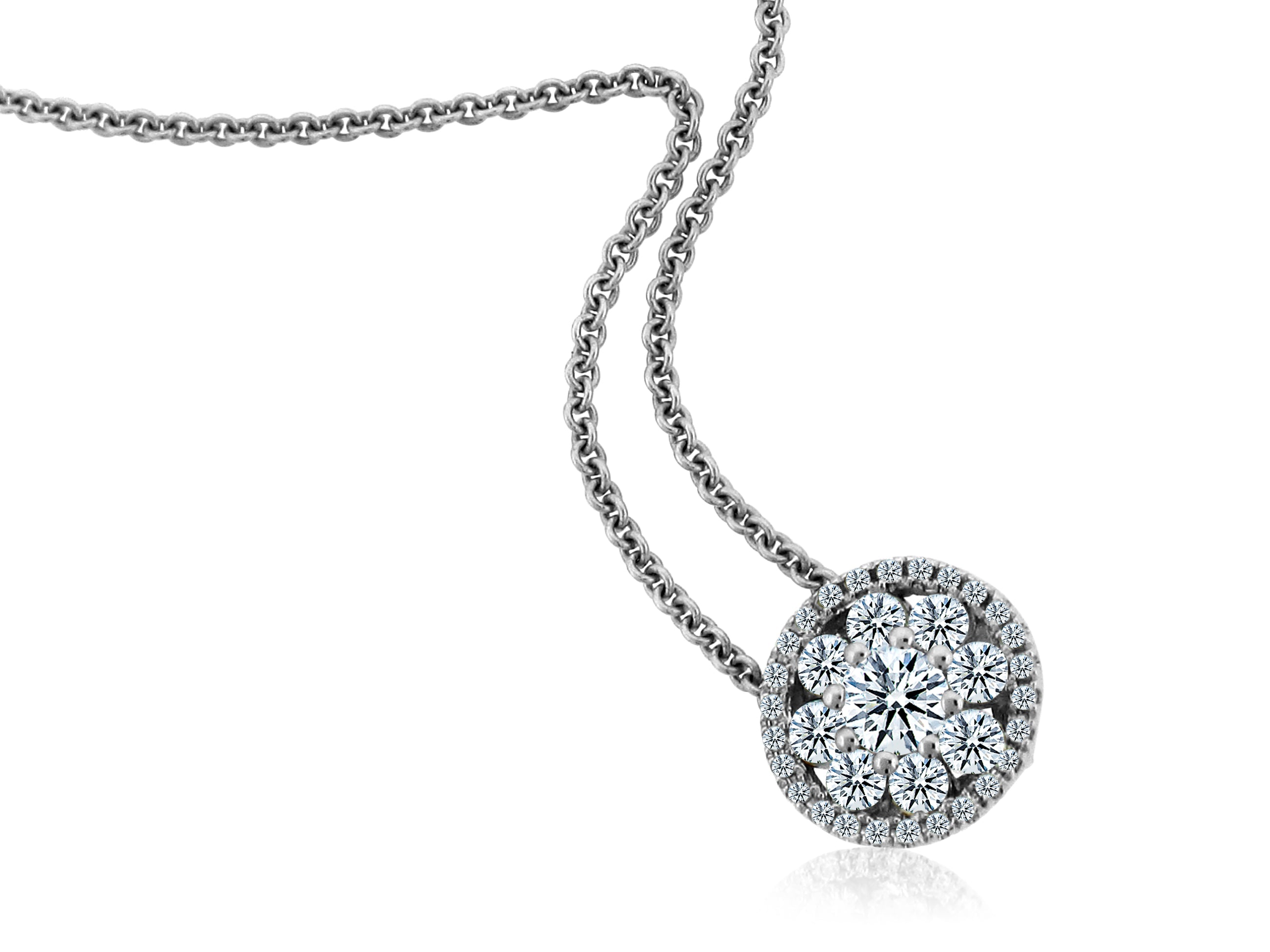 ROBERTO COIN 18K WHITE GOLD 0.64CT SI/G DIAMOND PENDANT FROM THE DIAMOND COLLECTION