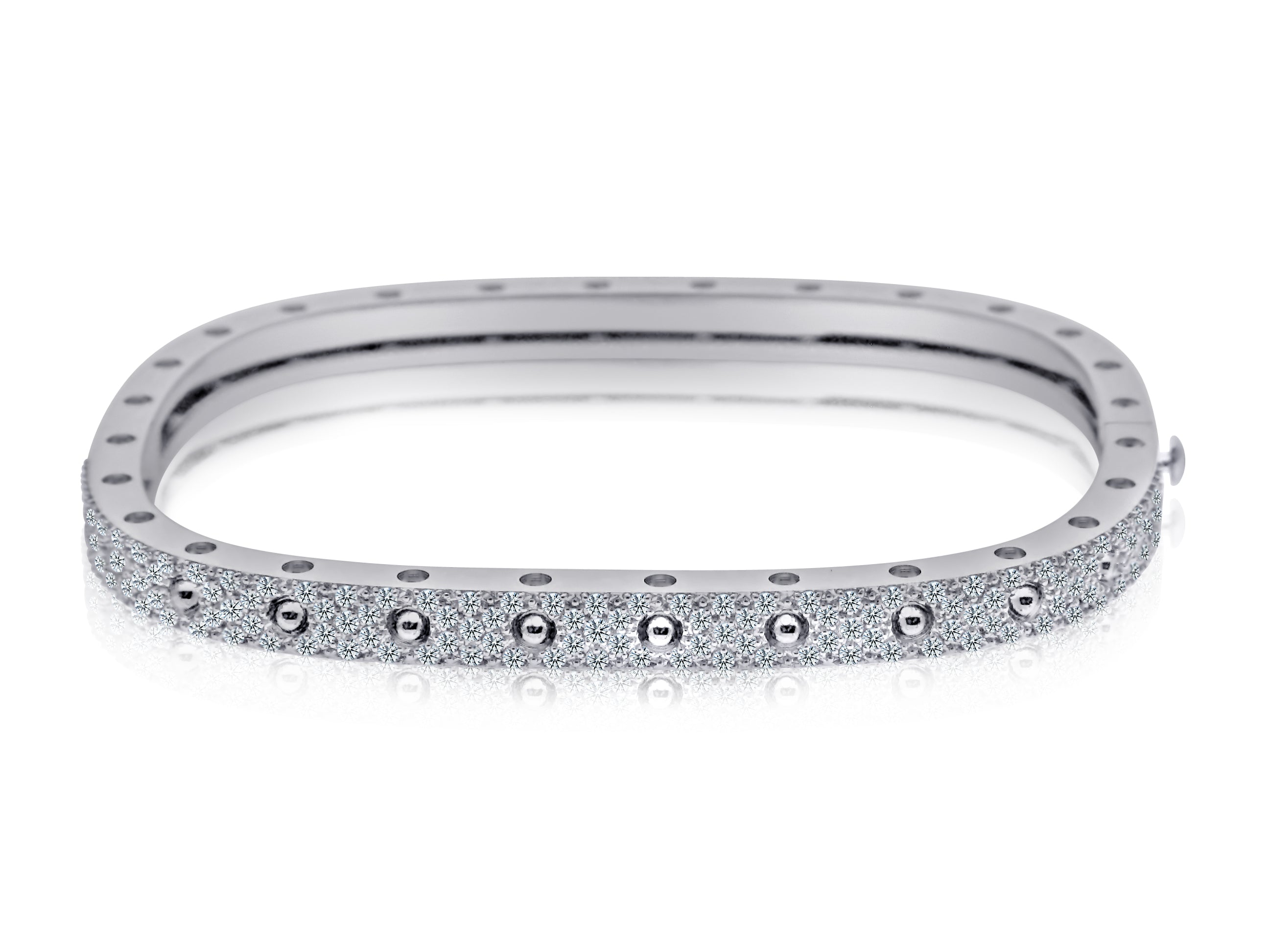 ROBERTO COIN 18K WHITE GOLD 1.35CT DIAMOND BANGLE BRACELET FROM THE POIS MOI COLLECTION