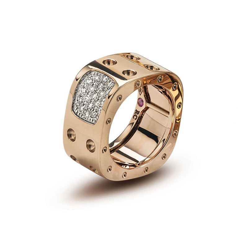 ROBERTO COIN 18K WHITE AND ROSE GOLD 0.28CT DIAMOND POIS MOI RING