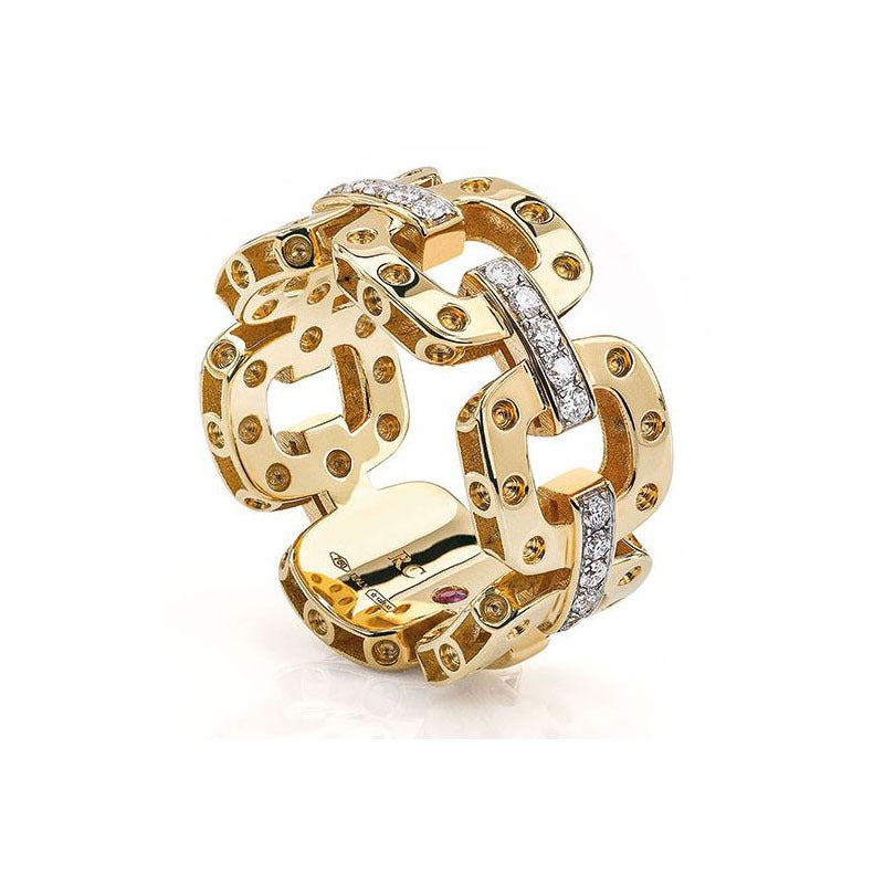 ROBERTO COIN 18K YELLOW AND WHITE GOLD 0.30CT DIAMOND RING FROM THE POIS MOI COLLECTION