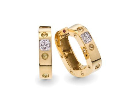 ROBERTO COIN 18K ROSE AND WHITE GOLD 0.15CT DIAMOND HOOP EARRINGS FROM THE POIS MOI COLLECTION