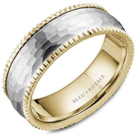 BLEU ROYALE 14K YELLOW/WHITE GOLD LEGACY MENS WEDDING BAND