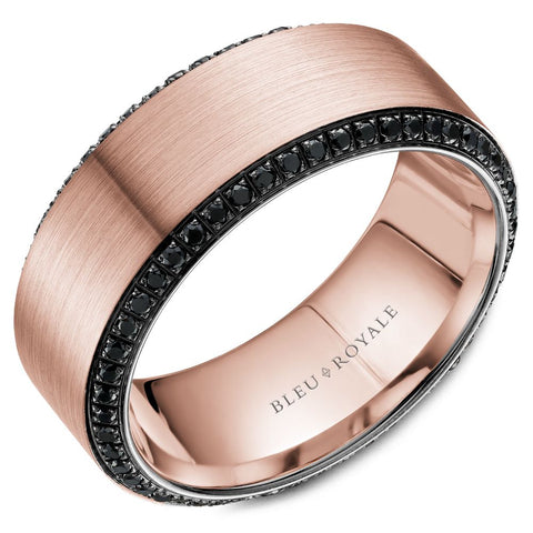 BLEU ROYALE 14K ROSE GOLD & 0.74CT BLACK DIAMOND  MENS WEDDING BAND