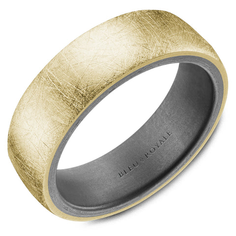 BLEU ROYALE 14K YELLOW GOLD & TANTALUM MENS WEDDING BAND