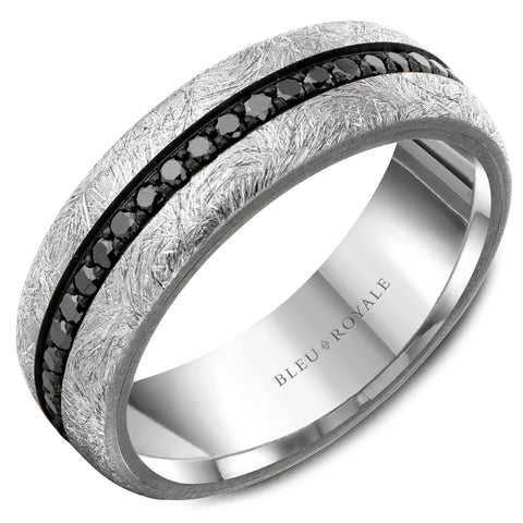 BLEU ROYALE 14K WHITE GOLD/TANTALUM & 0.71CT BLACK DIAMOND MENS WEDDING BAND