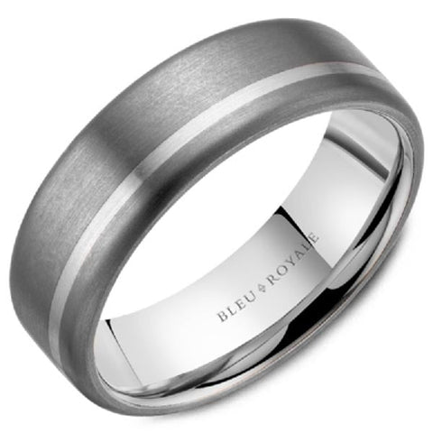 BLEU ROYALE 14K WHITE GOLD & TANTALUM MENS WEDDING BAND