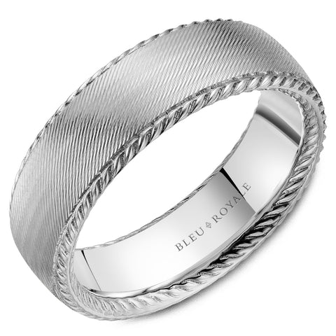 BLEU ROYALE 14K WHITE GOLD HIGH POLISH LEGACY MENS WEDDING BAND