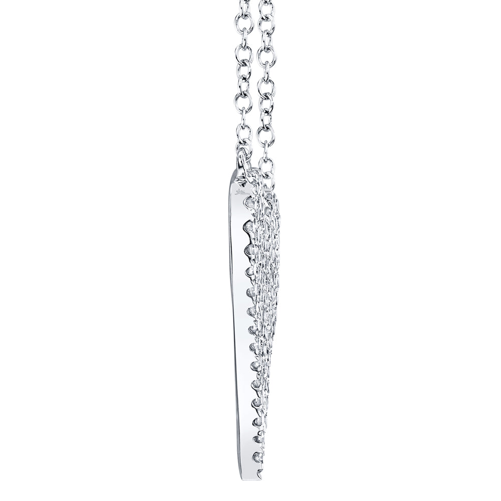 14K WHITE GOLD PAVE DIAMOND HEART NECKLACE