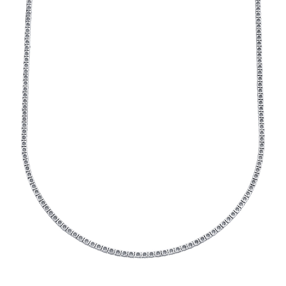 14K WHITE GOLD & 3.96CT DIAMOND TENNIS NECKLACE