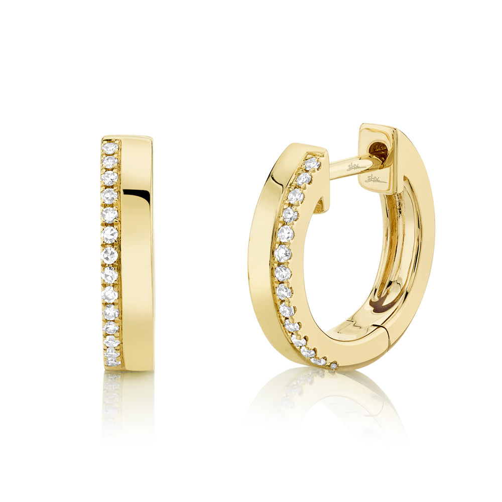 SHY CREATION 14K GOLD &  0.08CT DIAMOND HUGGIE HOOPS