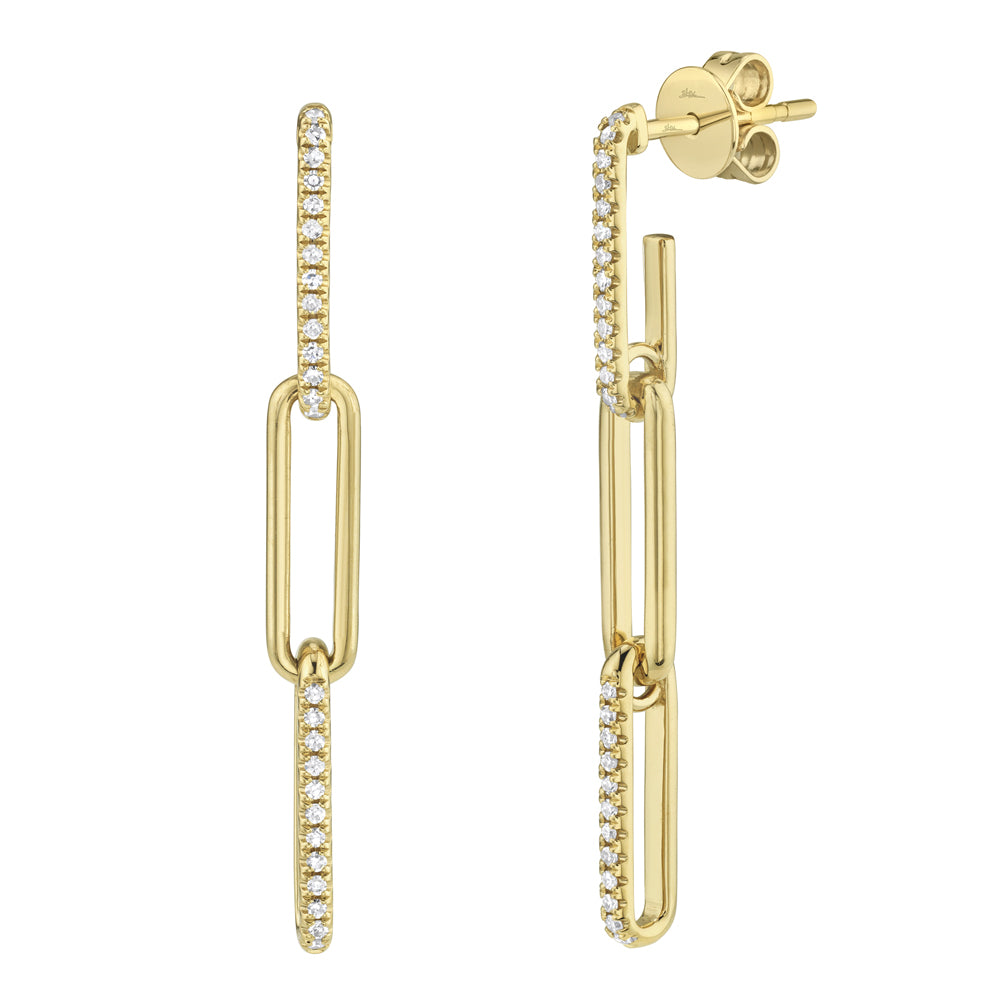 SHY CREATION 14K GOLD & 0.17CT DIAMOND PAPER CLIP EARRINGS