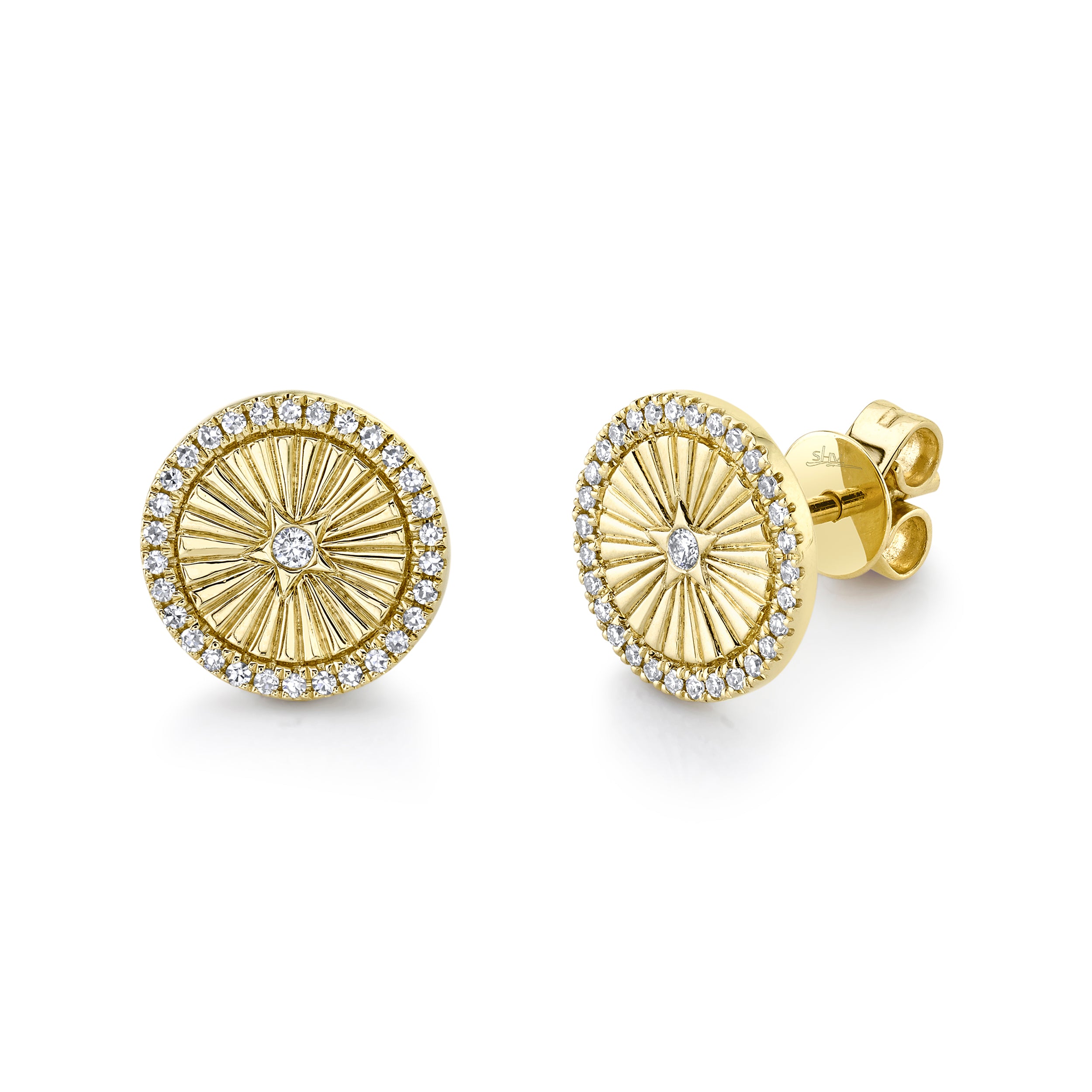 SHY CREATION 14K GOLD & 0.16CT STAR STUDS