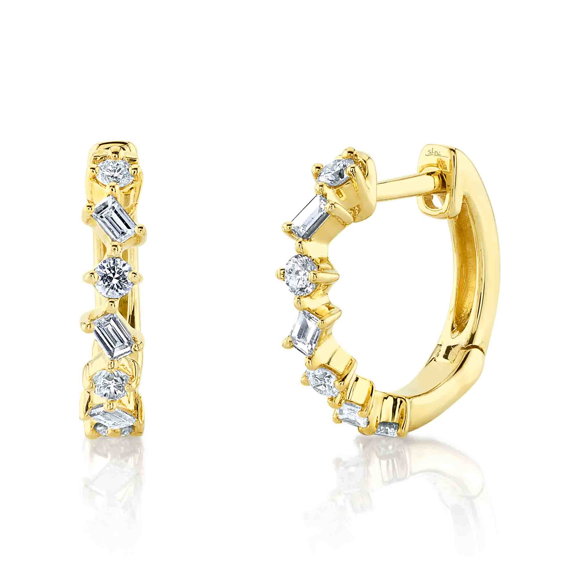 SHY CREATION 14K GOLD & 0.27CT DIAMOND HUGGIE HOOPS