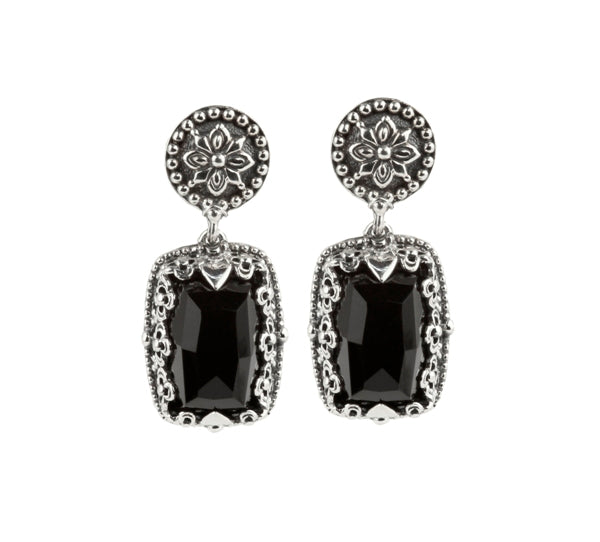 KONSTANTINO STERLING SILVER BLACK ONYX DROP EARRINGS FROM THE CALLIOPE COLLECTION