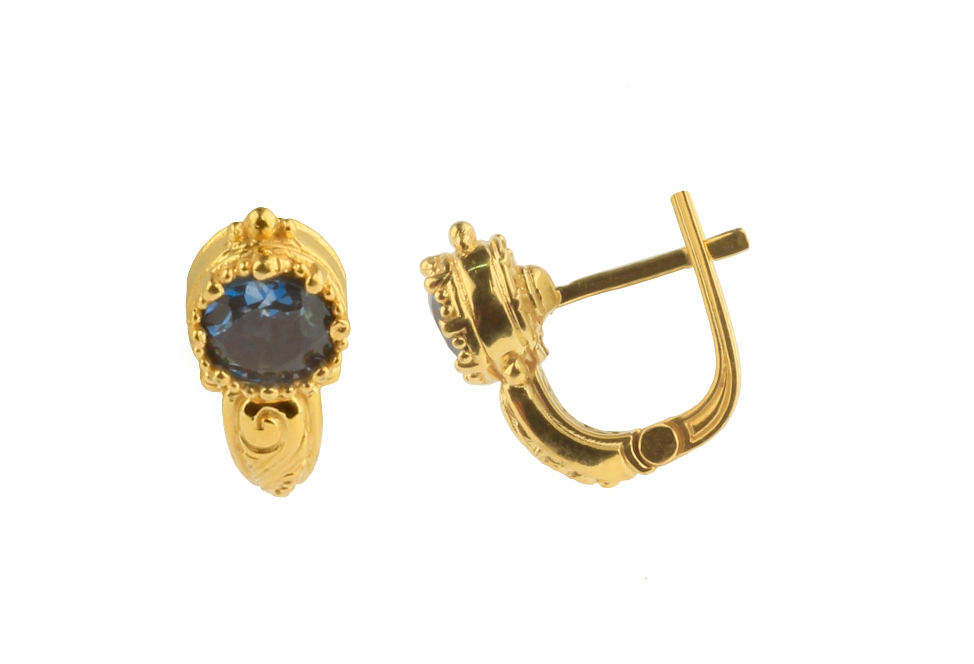 KONSTANTINO 18KT GOLD (3.6GR +/-)  LONDON BLUE TOPAZ (1.14CT +/-) EARRINGS FROM THE FLAMENCO GOLD  C