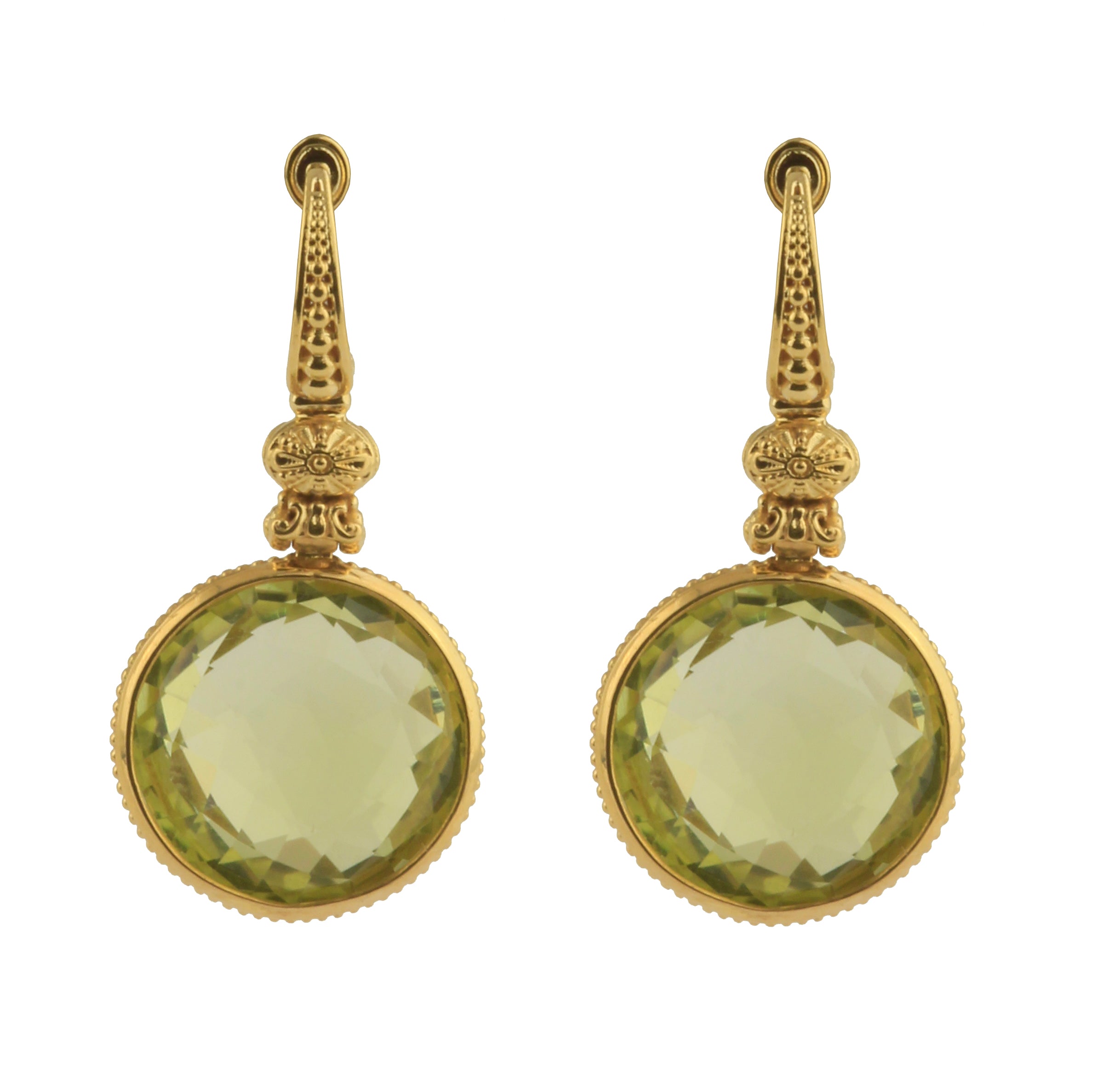 KONSTANTINO 18KT GOLD (4.3GR +/-) LEMON TOPAZ (14.8CT +/-) EARRINGS FROM THE FLAMENCO GOLD  COLLECTI