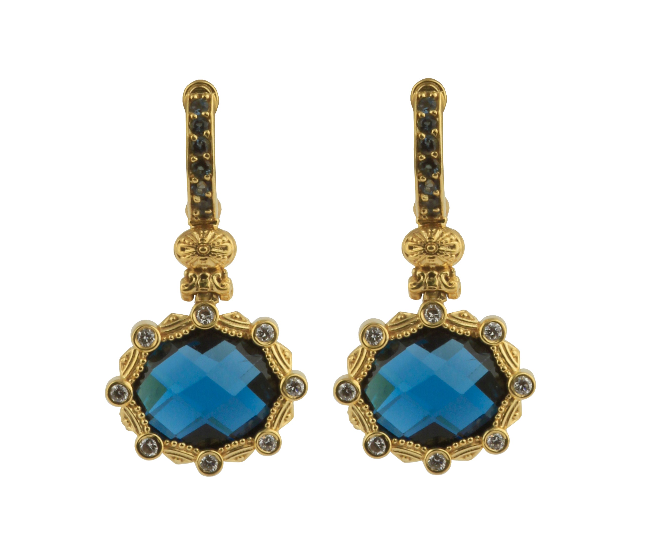 KONSTANTINO 18KT GOLD (6.6GR +/-) LONDON BLUE TOPAZ (12.9CT +/-) (OTHER STONE CHOICES AVAILABLE) EAR