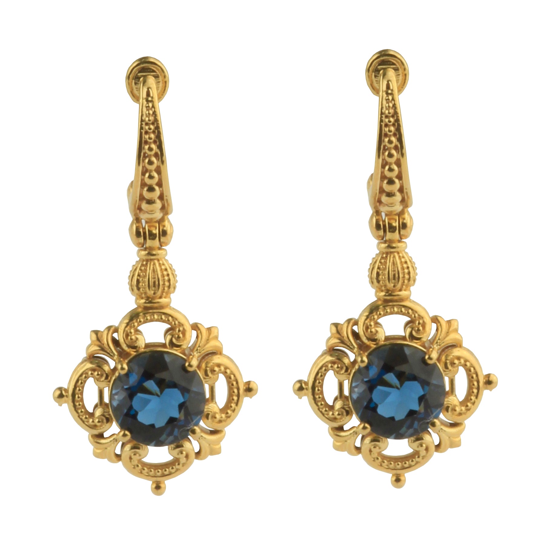 KONSTANTINO 18KT GOLD (5.7GR +/-) LONDON BLUE TOPAZ (2.0CT +/-) EARRINGS FROM THE FLAMENCO GOLD  COL