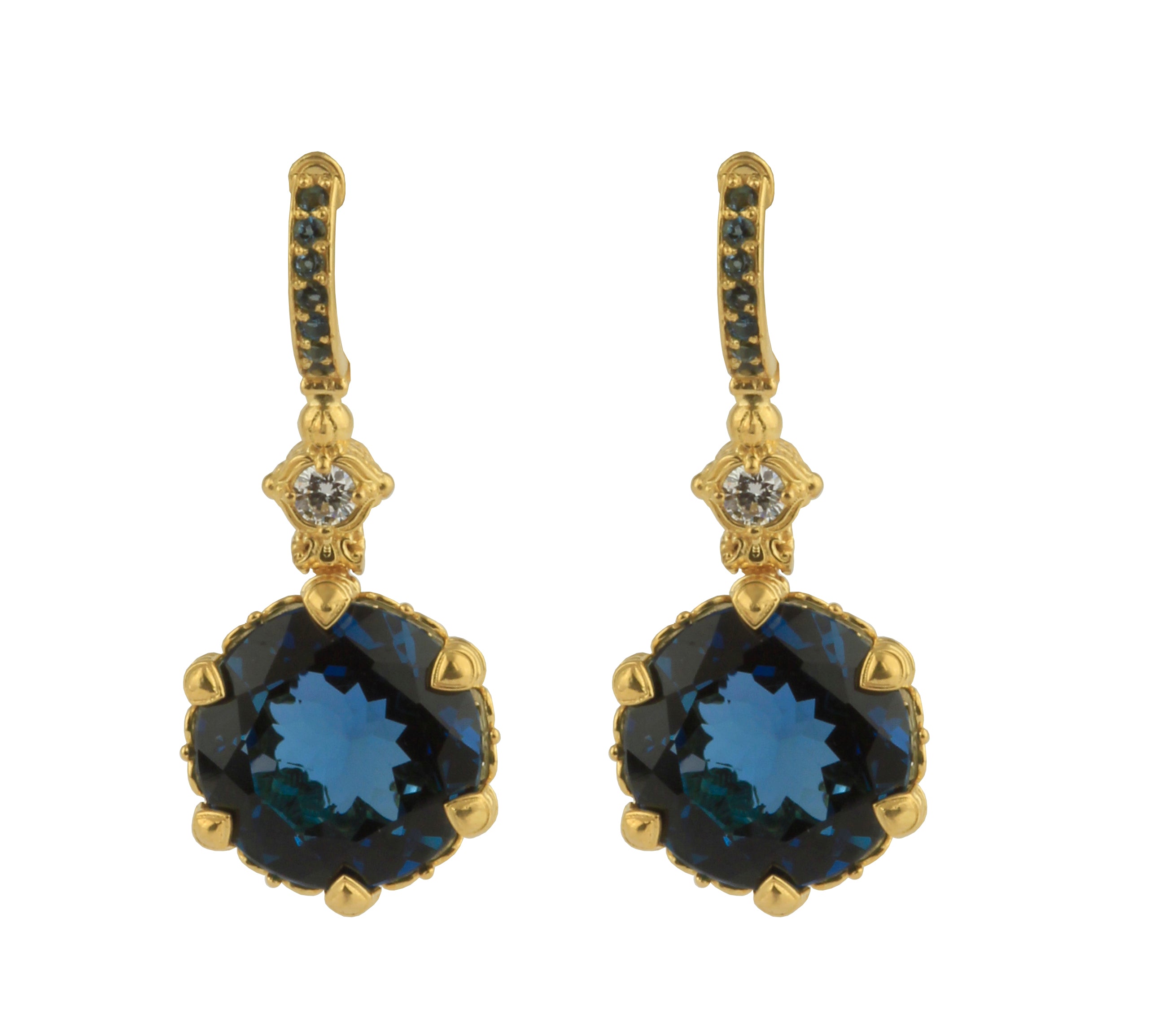 KONSTANTINO 18KT GOLD (8.1GR +/-) LONDON BLUE TOPAZ (21.0CT +/-) (OTHER STONE CHOICES AVAILABLE) EAR