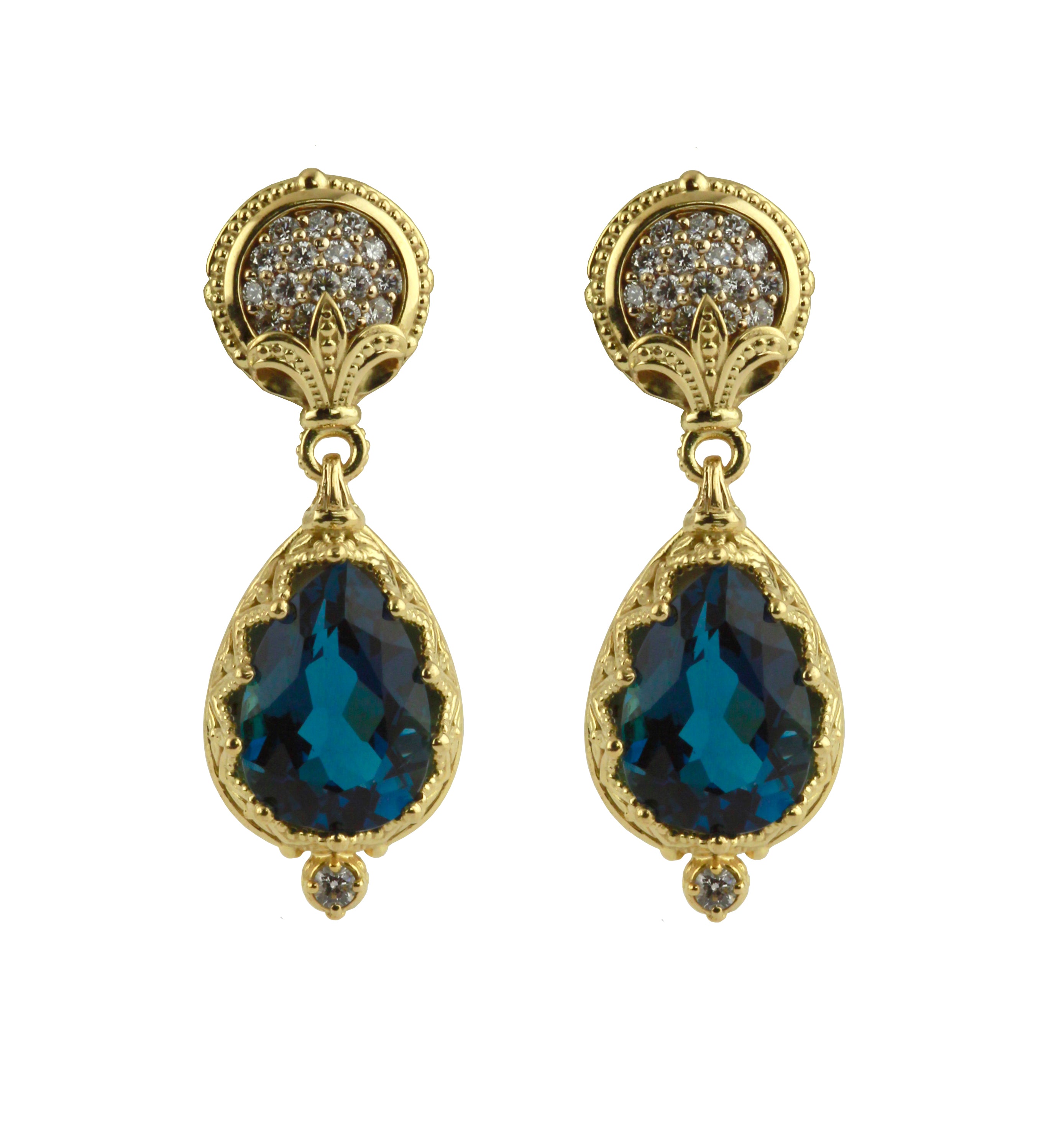 KONSTANTINO 18KT GOLD (9.9GR +/-)  LONDON BLUE TOPAZ (9.5-11.0CT +/-) (OTHER STONE CHOICES AVAILABLE