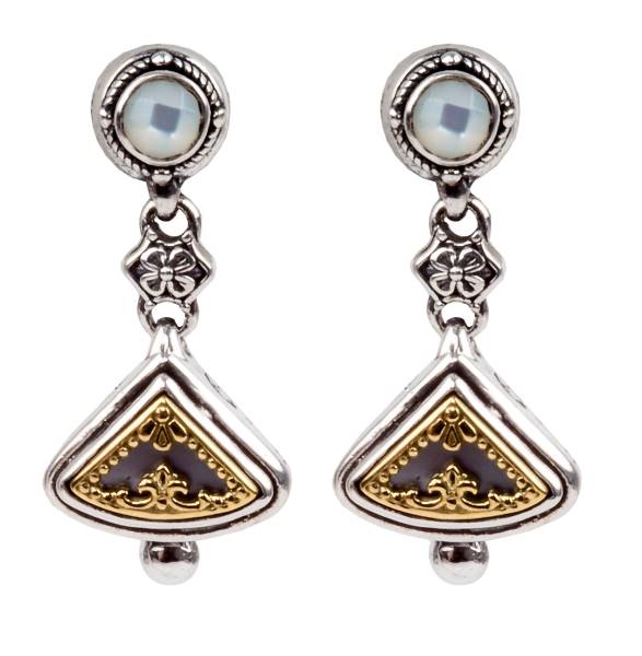 KONSTANTINO STERLING SILVER & 18K GOLD EARRINGS MOTHER OF PEARL FROM THE HESTIA COLLECTION