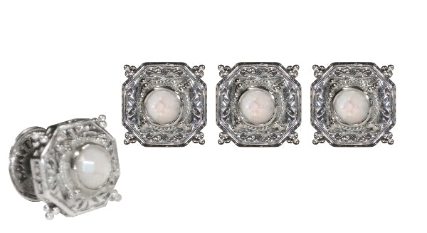 KONSTANTINO STERLING SILVER MOTHER OF PEARL TUXEDO STUDS FROM THE TUXEDO STUD SETS COLLECTION