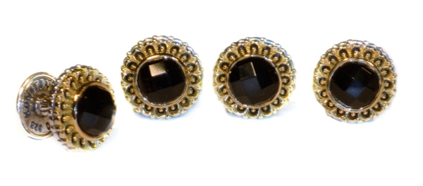 KONSTANTINO STERLING SILVER & 18K GOLD FACETED ONYX TUXEDO STUDS FROM THE TUXEDO STUD SETS COLLECTIO