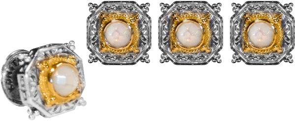 KONSTANTINO STERLING SILVER & 18K GOLD MOTHER OF PEARL TUXEDO STUDS FROM THE TUXEDO STUD SETS COLLEC