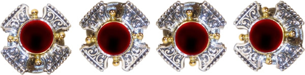 KONSTANTINO STERLING SILVER & 18K GOLD GARNET TUXEDO STUDS FROM THE TUXEDO STUD SETS COLLECTION