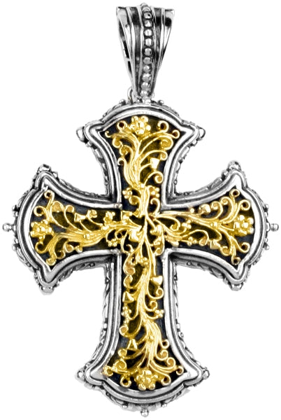 KONSTANTINO STERLING SILVER & 18K GOLD CROSS PENDANT FROM THE SILVER & GOLD CLASSICS COLLECTION