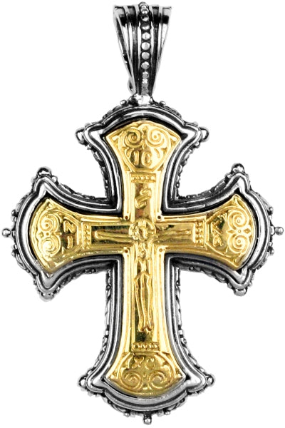 KONSTANTINO STERLING SILVER & 18K GOLD CROSS PENDANT FROM THE SILVER & GOLD CLASSICS COLLECTION