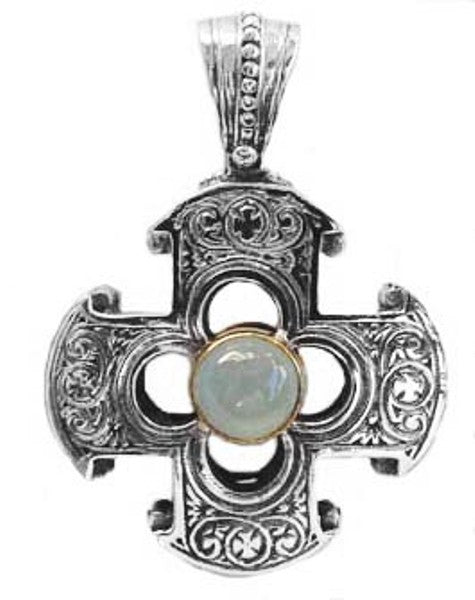 KONSTANTINO STERLING SILVER & 18K GOLD AQUA PENDANT FROM THE COLOR CLASSICS COLLECTION