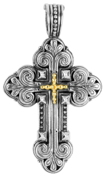 KONSTANTINO STERLING SILVER & 18K GOLD CROSS PENDANT FROM THE SILVER & GOLD CLASSICS COLLECTION