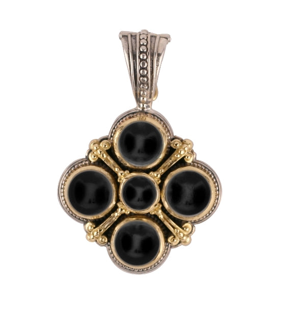 KONSTANTINO STERLING SILVER &18K GOLD ONYX PENDANT FROM THE ASPASIA SILVER & GOLD COLLECTION