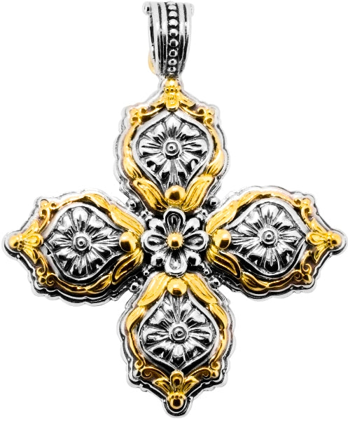 KONSTANTINO STERLING SILVER & 18K GOLD CROSS PENDANT FROM THE SILVER & GOLD CLASSICS COLLECTION