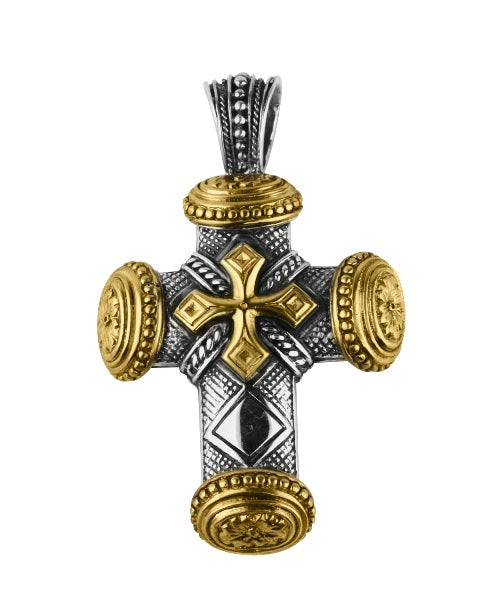 KONSTANTINO STERLING SILVER & BRONZE CROSS PENDANT FROM THE MYRMIDONES COLLECTION