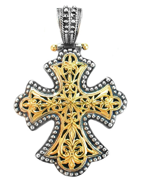 KONSTANTINO STERLING SILVER & 18K GOLD CROSS PENDANT FROM THE SILVER & GOLD CLASSICS COLLECTION