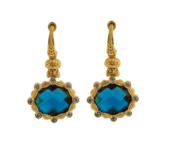 KONSTANTINO 18KT GOLD (6.5GR +/-) LONDON BLUE TOPAZ (12.4CT +/-) (OTHER STONE CHOICES AVAILABLE) EAR