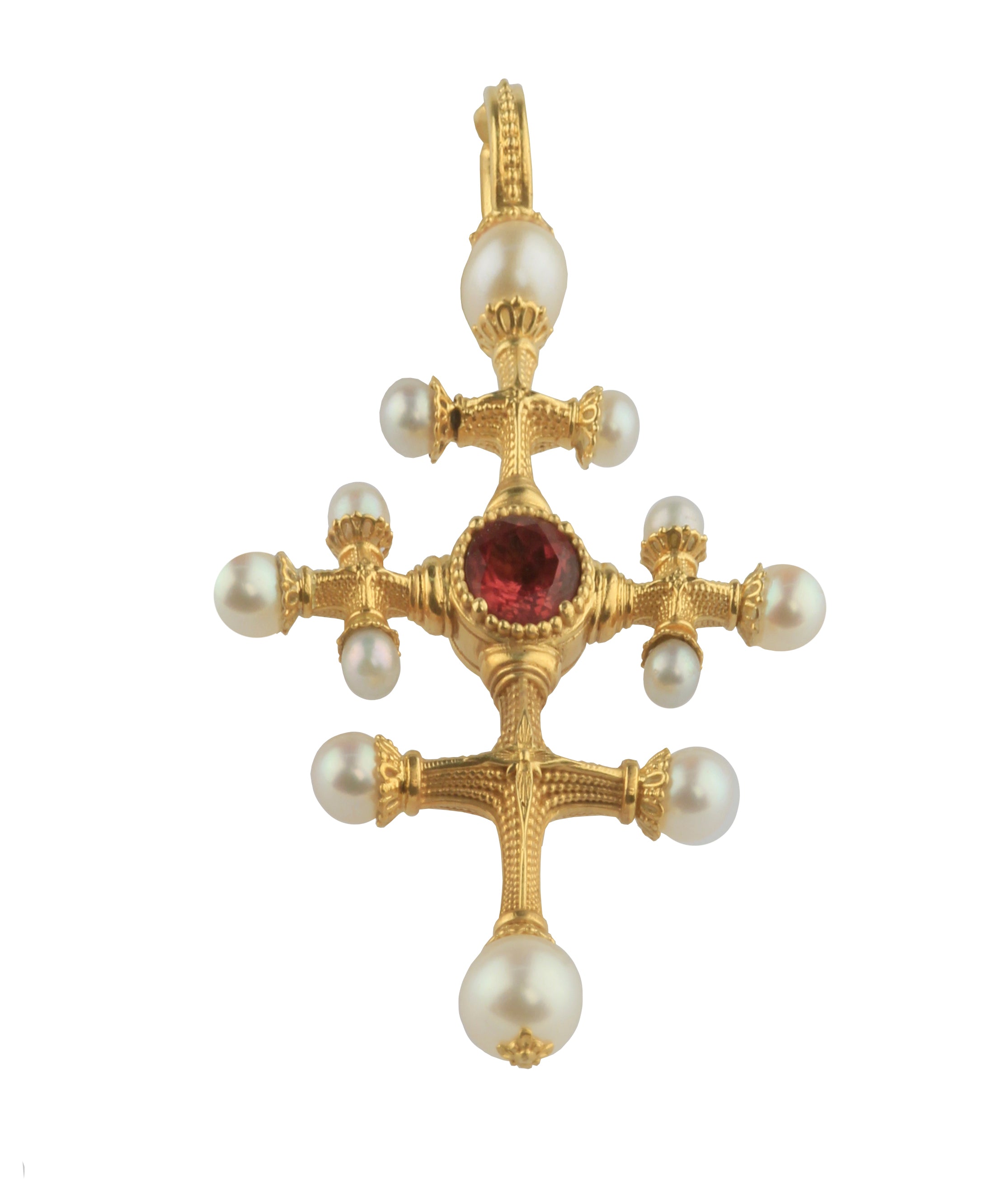 KONSTANTINO 18KT GOLD (5.5GR +/-)  PINK TOURMALINE (0.98CT +/-) (OTHER STONE CHOICES AVAILABLE) CROS