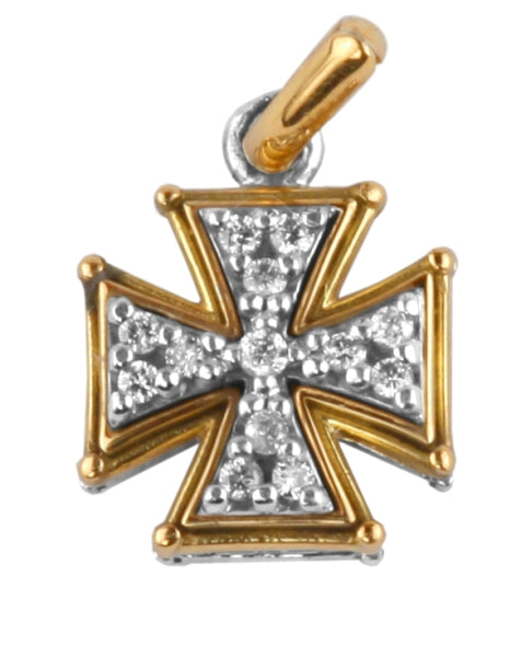 KONSTANTINO STERLING SILVER & 18K GOLD DIAMOND (0.13CT +/-)  CROSS PENDANT FROM THE DIAMOND CLASSICS