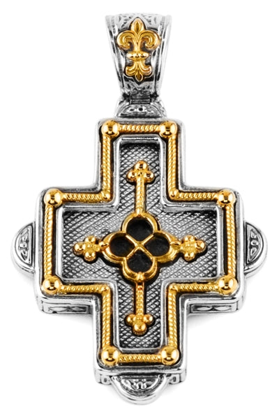 KONSTANTINO STERLING SILVER & 18K GOLD CROSS PENDANT FROM THE ARES COLLECTION