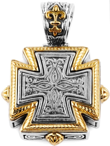 KONSTANTINO STERLING SILVER & 18K GOLD CROSS PENDANT FROM THE ARES COLLECTION